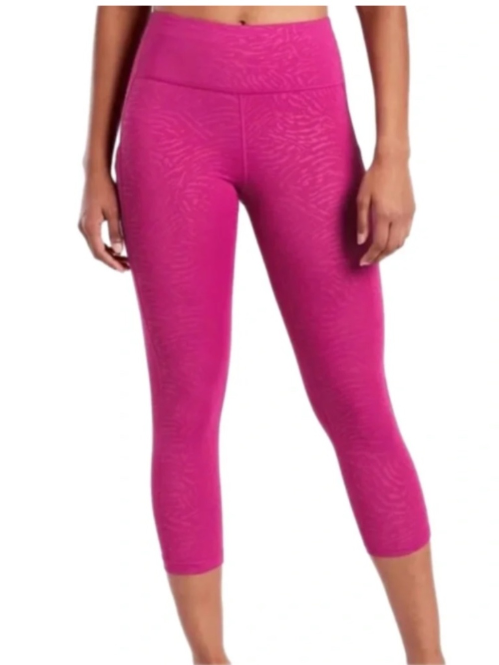 Athleta Fuchsia Printed Women's Large Capri Leggings